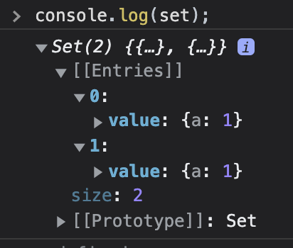javascript Set 자료형이 object를 element로 한다면?